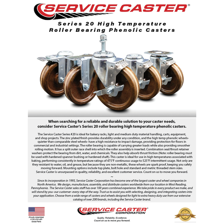 Service Caster 5 Inch High Temp Phenolic Wheel Rigid Top Plate Caster SCC-20R514-PHRHT-TP2